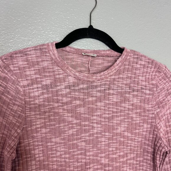 Free People Ribbed Long Sleeve Top Size S‎ Pink Stretchy Fitted Lightweight - Picture 3 of 6